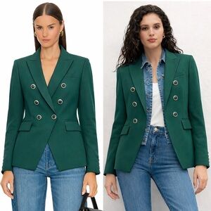 Veronica Beard Miller Dickey Blazer Double Breasted Jacket Emerald Green Size 2